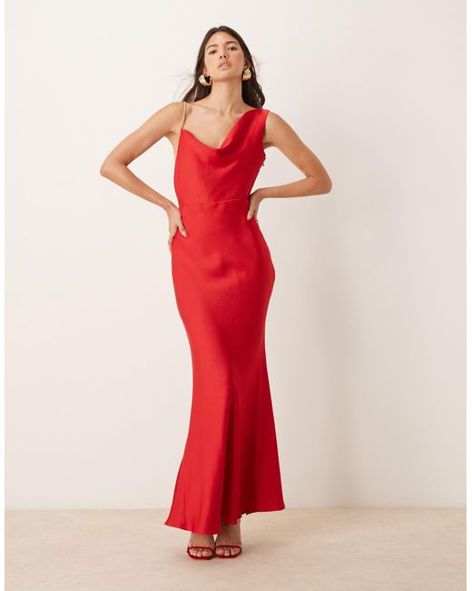 Forever New Red – satin-maxikleid