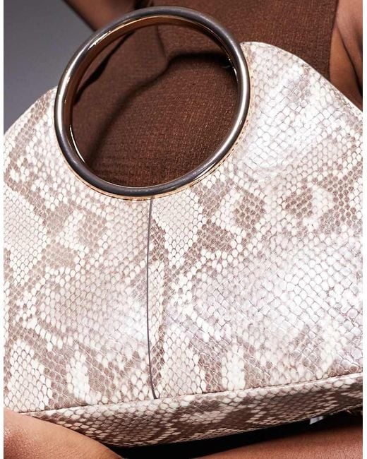 River Island Natural Ring Handle Clutch Bag