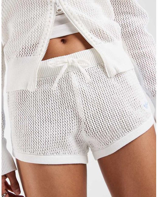 Adidas Originals White Crochet Shorts