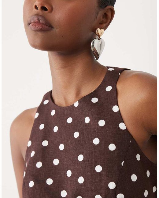 Forever New Natural Linen Mix High Neck Sleeveless Top