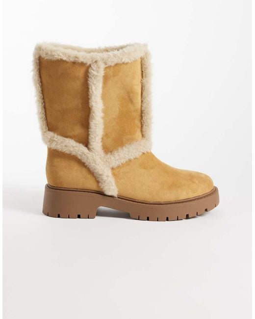 London Rebel Natural Cosy Ankle Boots
