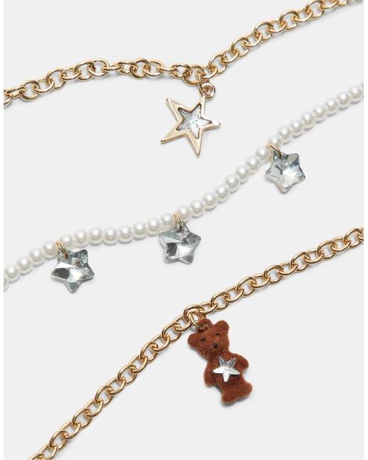 Set Da 3 Collane Dorate Con Orsetti di Stradivarius in Brown