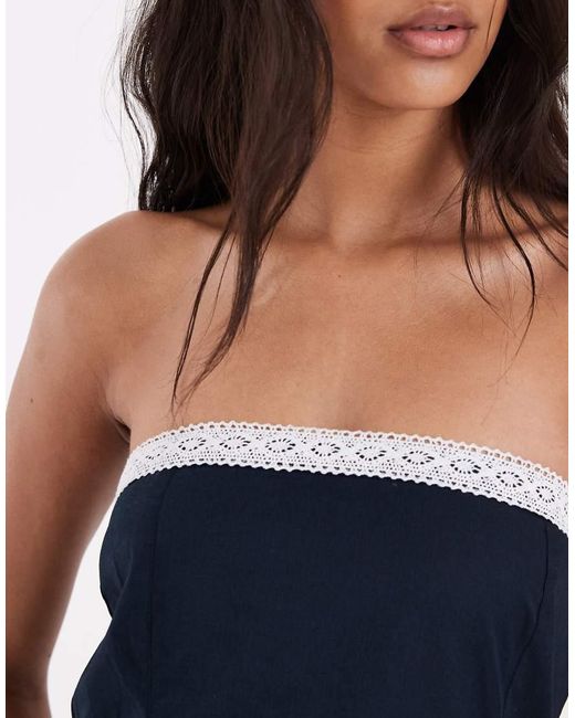 Motel Blue Jeasamine Lace Detail Bandeau Dress