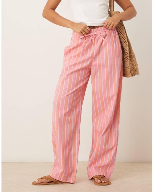 ASOS Pink Deckchair Stripe Pull On Trousers