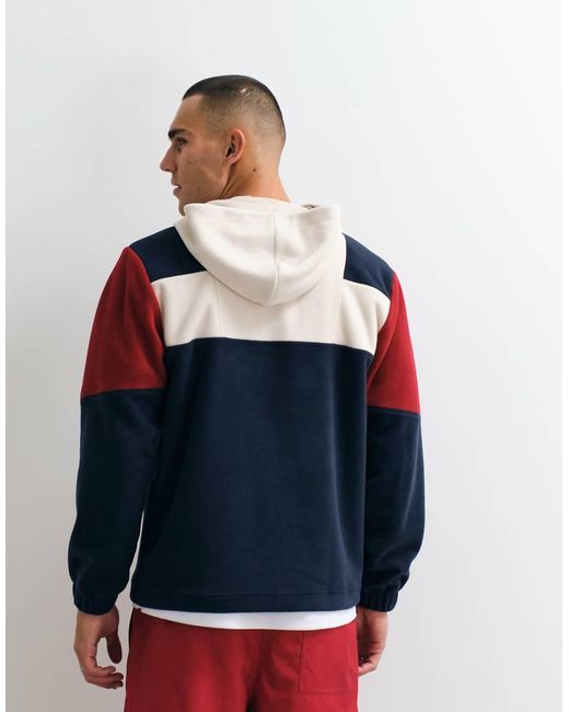 Parlez Red Boulder Colourblock Half Button Up Fleece for men