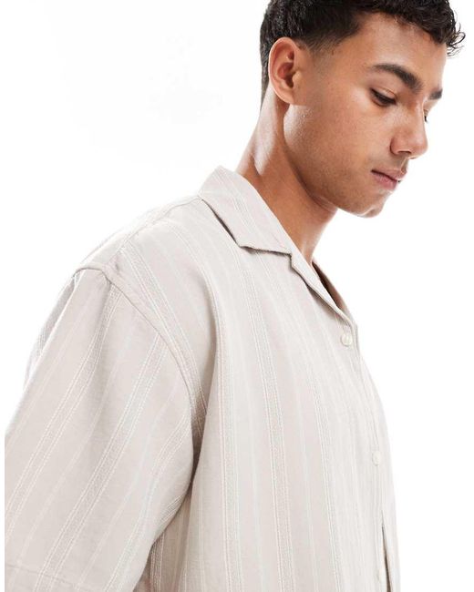Jack & Jones White Embroidered Linen Mix Shirt for men