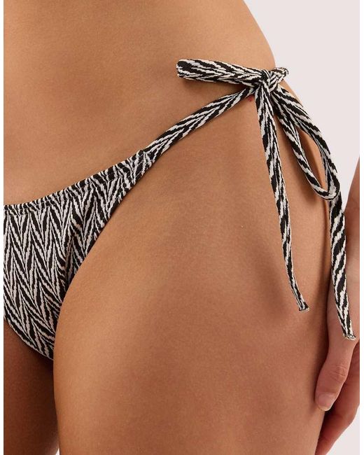 Wolf & Whistle Brown Misqua Textured Tie Side Bikini Brief