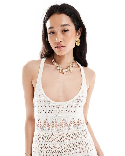 Miss Selfridge White Crochet Ruffle Mini Dress