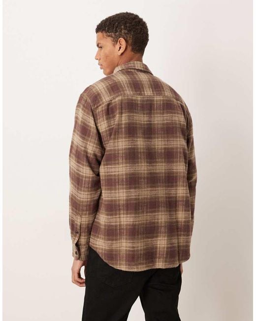 Abercrombie & Fitch Natural Long Sleeve Cropped Flannel Shirt for men