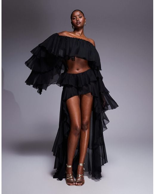 The Dolls House Blue Rebecca Ruffle Short Co-ord