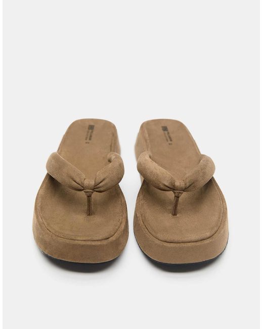 Pull&Bear Green – flache slider-sandalen