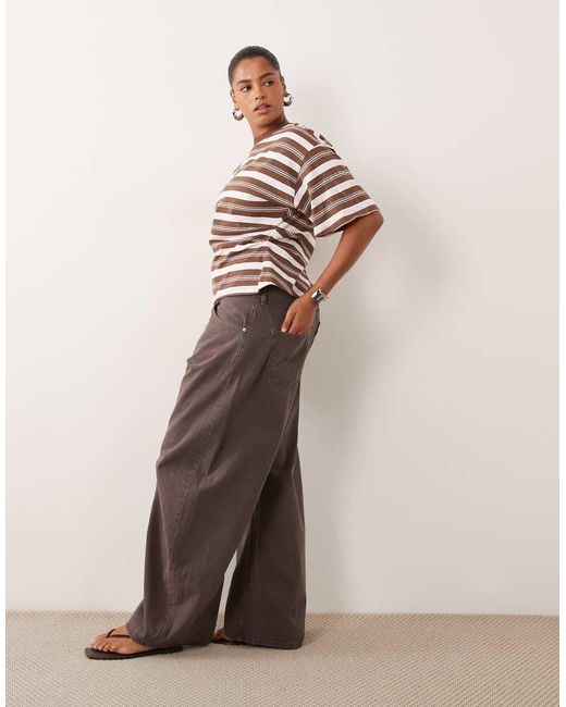 ASOS White Asos Design Curve High Waisted Bow Barrel Jean