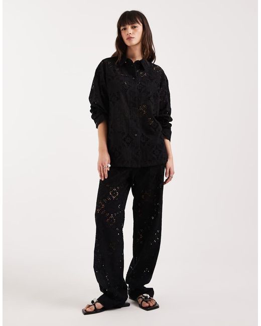 JJXX Black Co-ord Broderie Long Sleeve Shirt