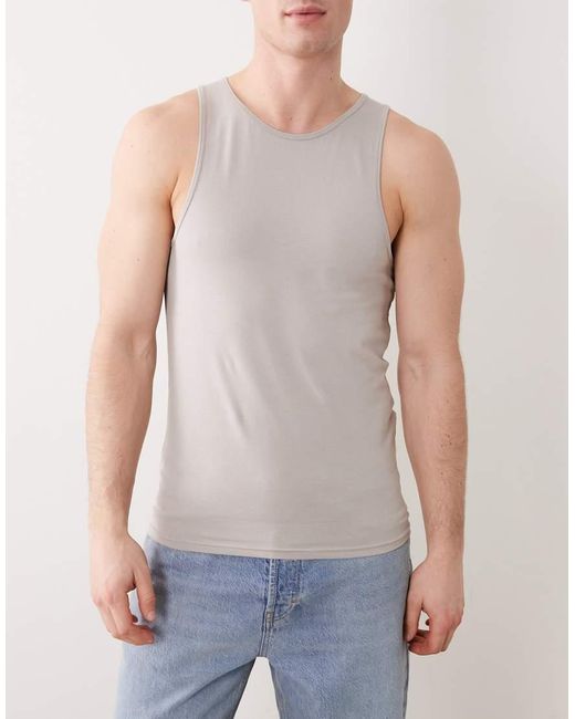 ASOS Blue Essentials 3 Pack Muscle Fit Vest for men