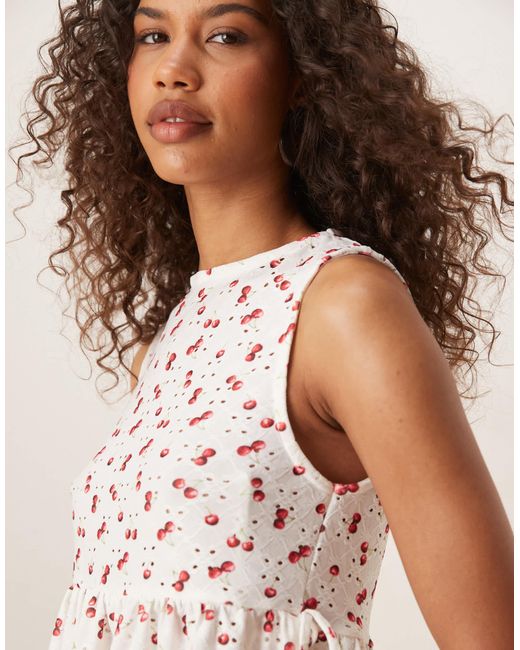 ASOS Brown Broderie Tie Side Top Co-ord
