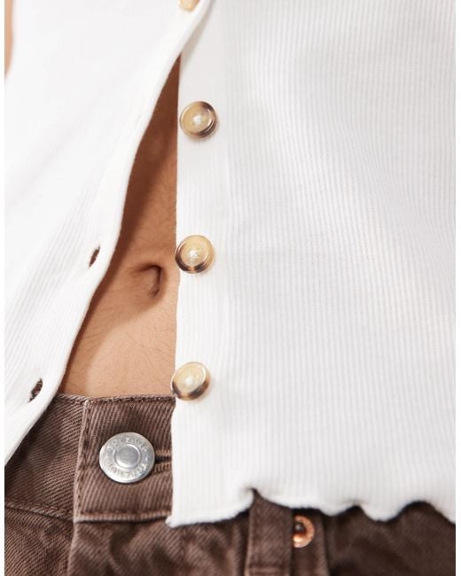 Miss Selfridge White Button Through Rib Cami