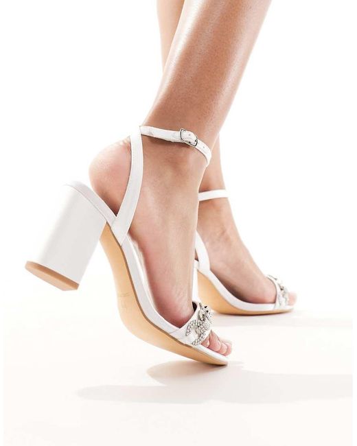London Rebel Bridal Diamante Heel Sandals in White Lyst UK