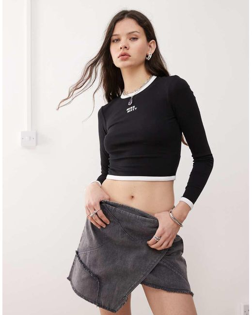 Miss Sixty Black Long Sleeve Ringer T-shirt