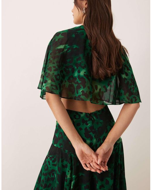EVER NEW Green Open Back Ruffle Maxi Dress