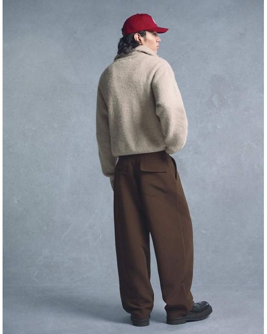 Bershka Gray Super baggy Tailored Trousers for men