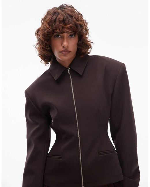 ASOS Tailored Sculpted Cinch Waist Zip Through Jacket