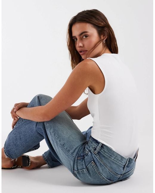 Vero Moda White – nahtloser, ärmelloser jersey-body
