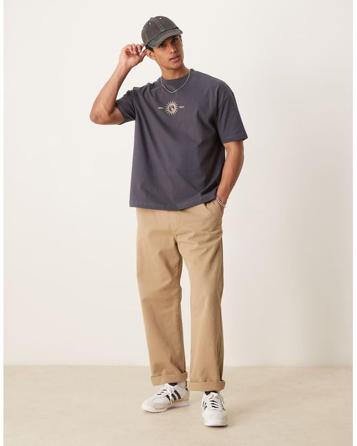 ASOS Gray Oversized T-shirt With Celestial Graphic for men
