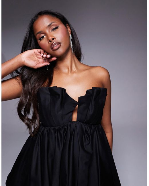 ASOS Black – trägerloses, kurzes babydoll-kleid