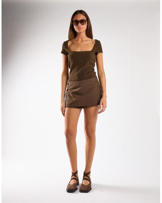NARRATED Brown Mini Skorts
