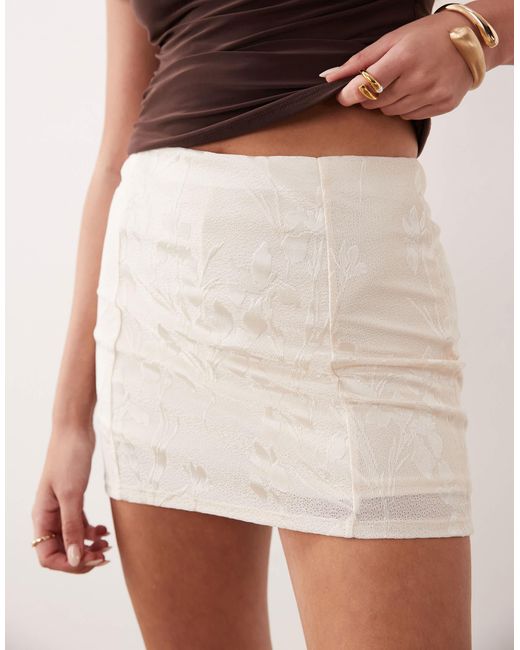 ASOS Natural Satin Look Devore Mini Skort