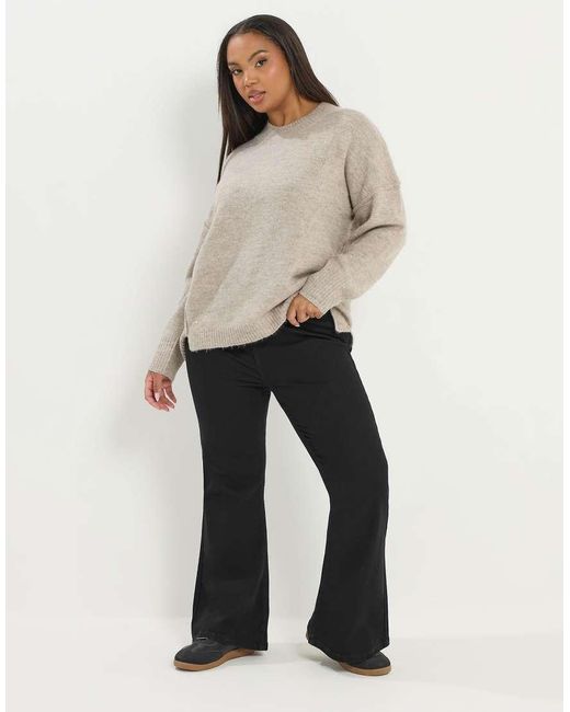 Yours Clothing Black Flare Stretch Jeans