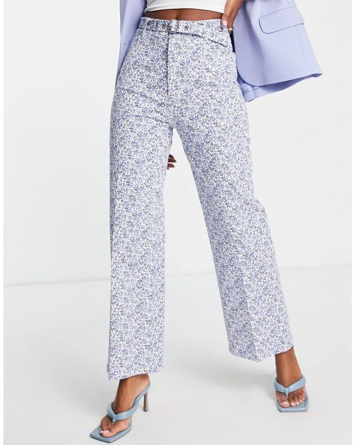 & other stories wide leg trousers in green check