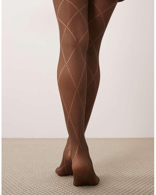 Kaiia Natural Exclusive Check Pattern Tights