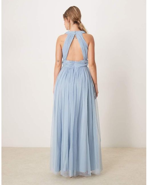 ANAYA Blue Open Back Maxi Bridesmaid Dress