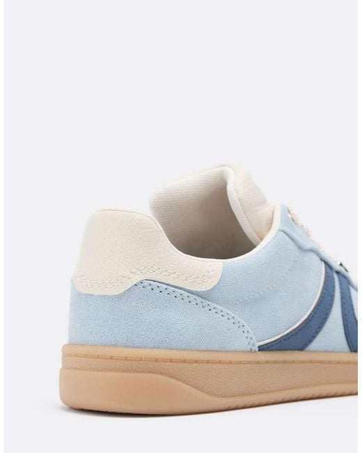Stradivarius Blue Casual Leather Trainers