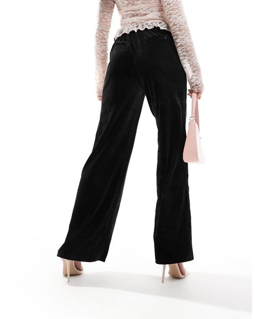 Object Black Tailored Wide Leg Velvet Trousers