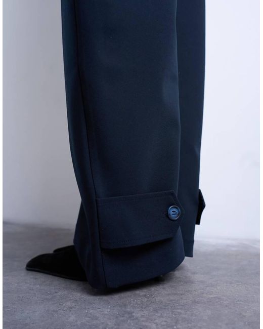 TOPSHOP Blue Barrel Leg Tailored Trousers