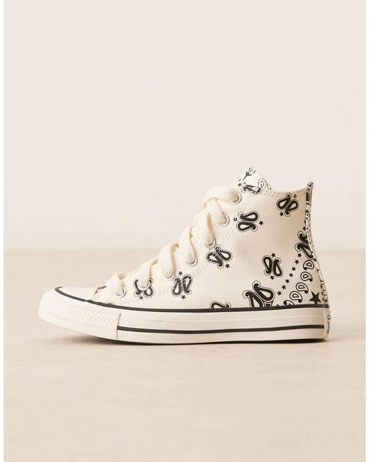 Zapatillas De Deporte Blanco Hueso Con Detalles De Estilo Cachemir Chuck Taylor All Star Hi De Converse de color Natural