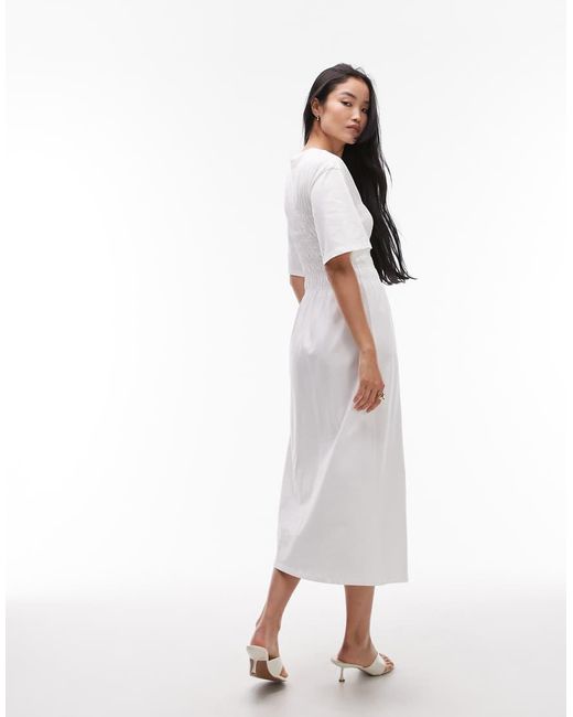 & Other Stories White Jersey Midaxi Dress With Ruche Corset Detail