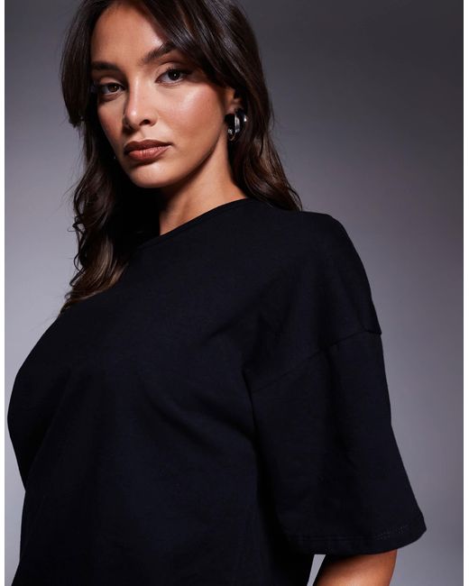 ASOS Blue – minikleid im schwarzweißen 2-in-1-look mit ballonsaum und t-shirt