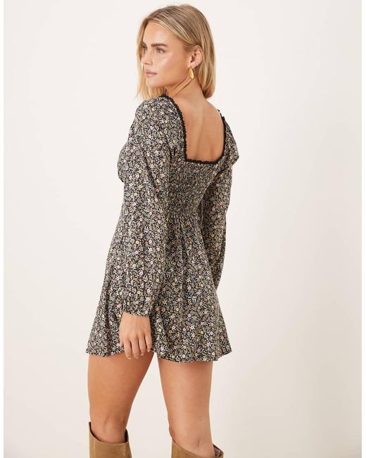 Nobody's Child Petite Gray Lillie Gathered Bust Mini Dress