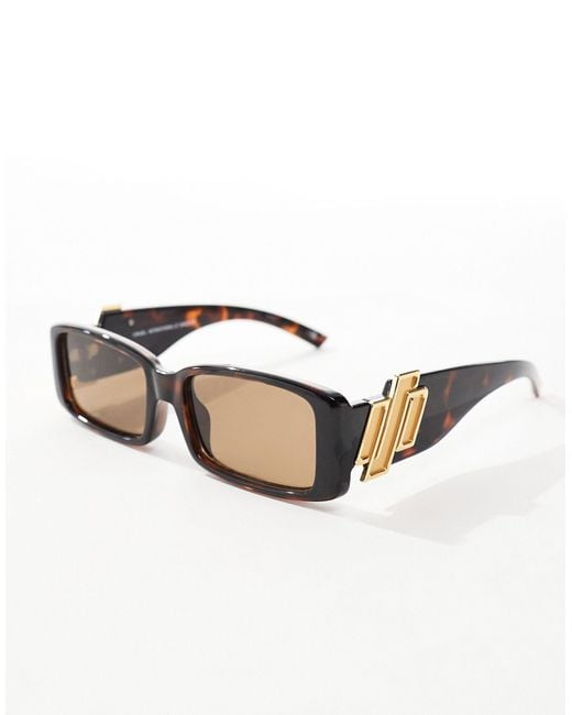 Le Specs Brown – cruel intentions – rechteckige sonnenbrille mit schildpattoptik