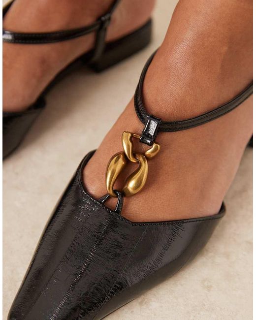 ASOS Black Lockhart Chisel Toe Trim Detail Slingback Flats
