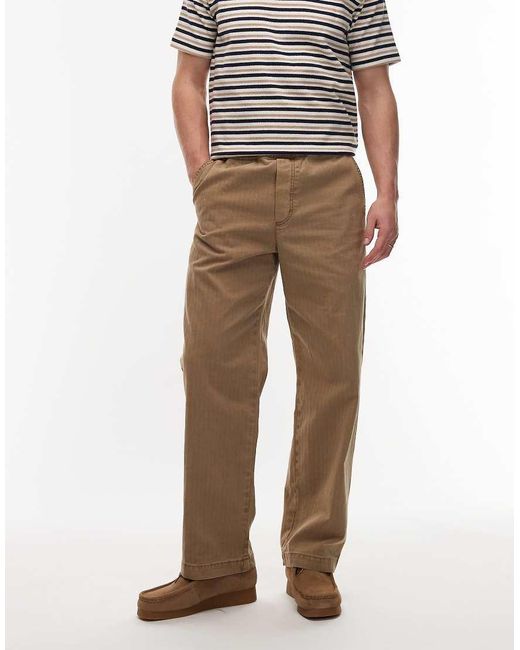 DOUBLE A by WOOD WOOD Natural Lax Straight Leg Trousers for men