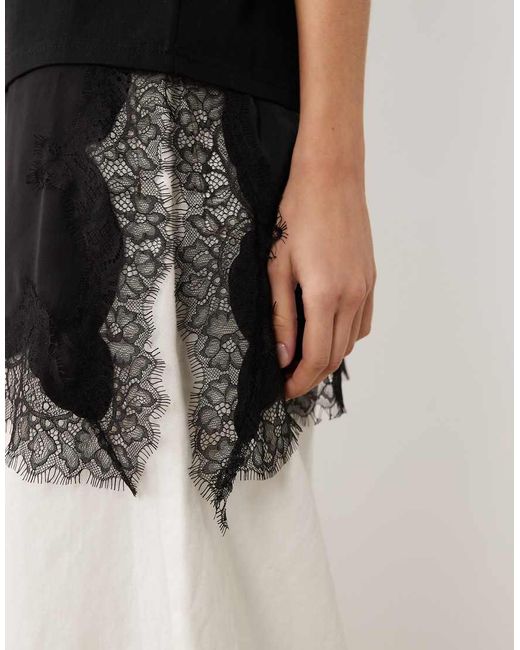 Jdy Black Oversized T-shirt With Lace Details