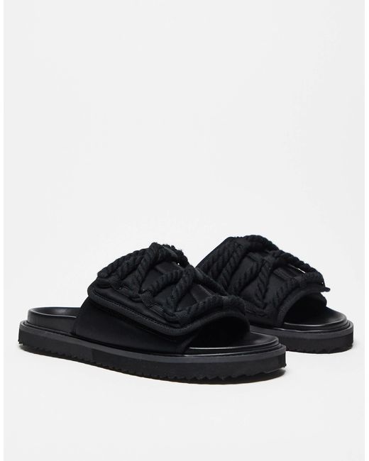 ASOS Black Neoprene Tech Slider Sandals for men