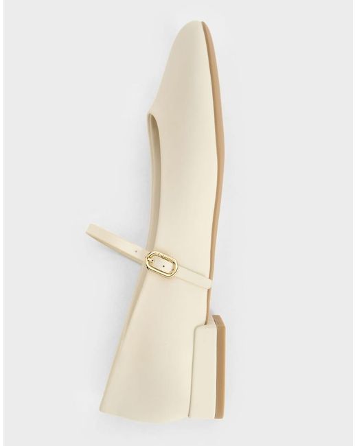 Charles & Keith Natural Gertrude Round-Toe Mary Janes
