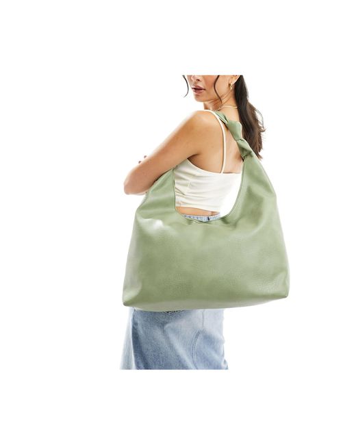 Glamorous Green Knotted Strap Pu Tote Bag