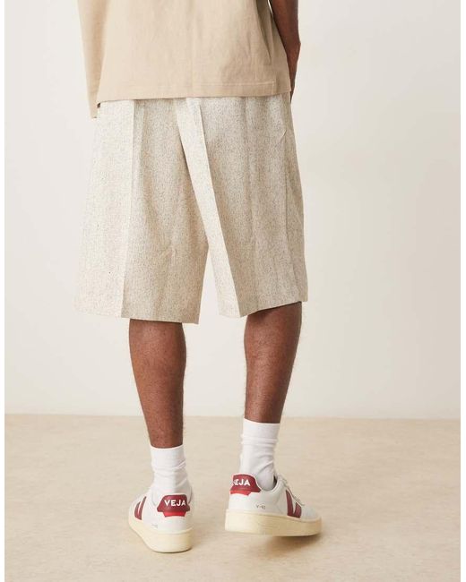 ASOS Nette Oversized Bermudashort Met Textuur in het Natural voor heren