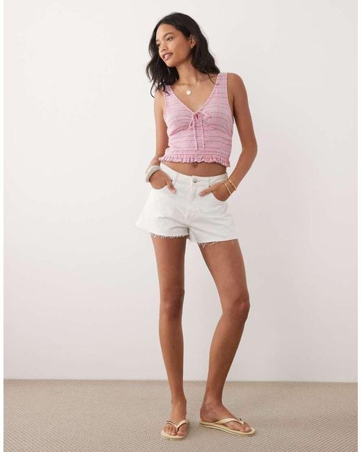 Rip Curl Pink Rip Curl Gingham Shirred Beach Top